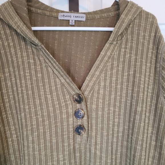 Absolutely Famous Woman's Long Sleeve Sweater Hoodie,  Size: 1X Color: OD Green - Picture 6 of 14